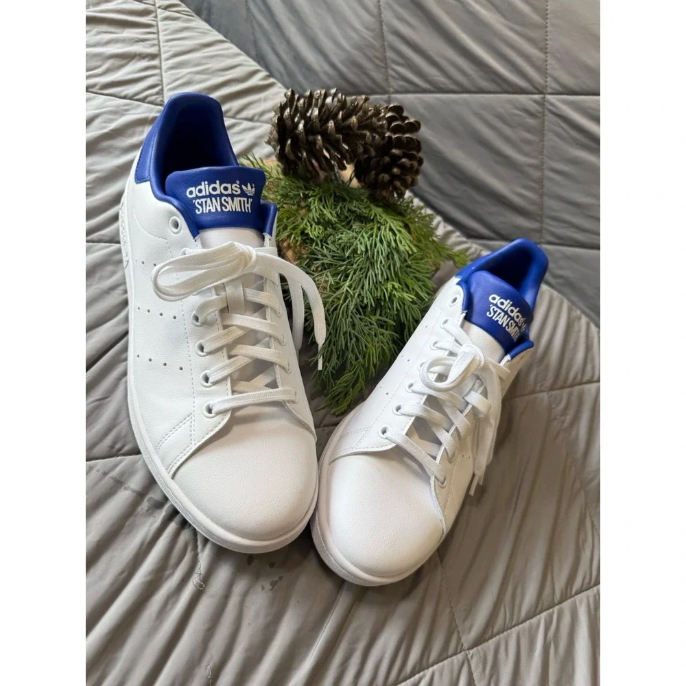 adidas Stan Smith White Blue Sneakers Men's Size 10 Leather Low Top Shoes